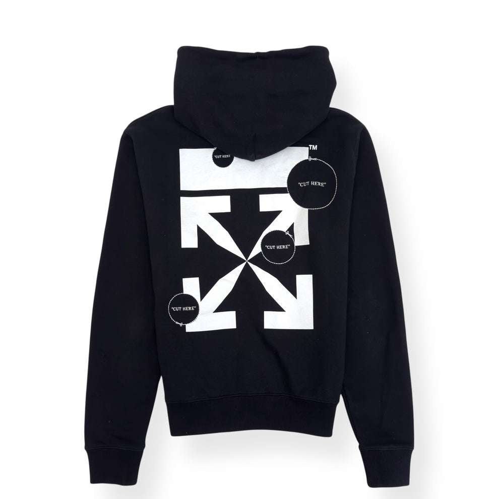 OFF - WHITE ZIP UP CUT HERE HOODIE BLACK / WHITE - OFF - WHITE