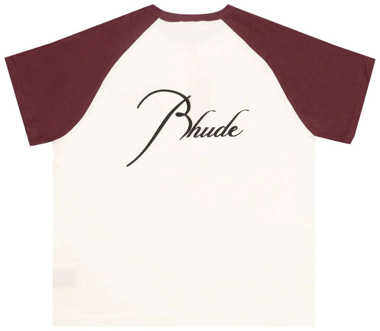 Rhude Logo - Embroidered Cotton T-Shirt 'Bordeaux/White' - Rhude