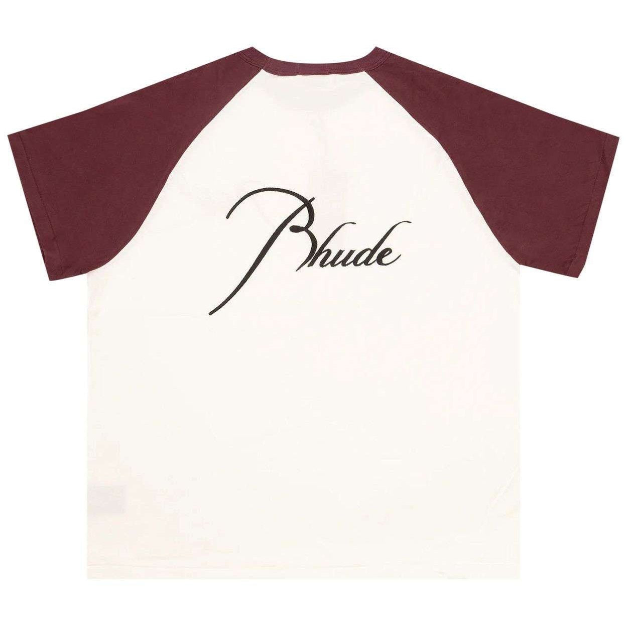 Rhude Logo - Embroidered Cotton T-Shirt 'Bordeaux/White' - Rhude