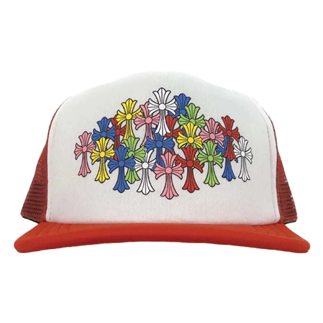 Chrome Hearts Multi Cross Trucker Hat 'Red/White' - Hat - Chrome Hearts