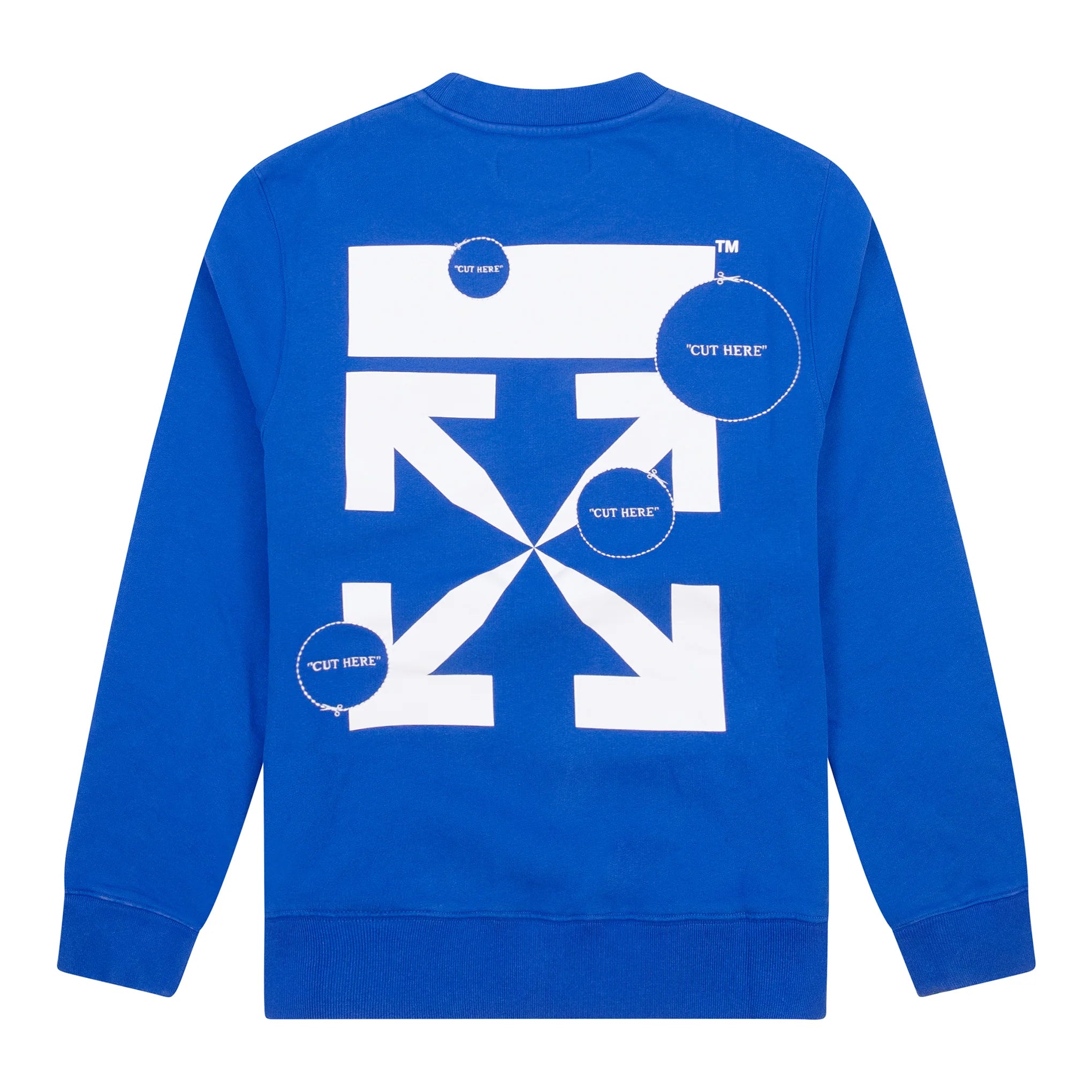 Off White Slim Fit Cut Here Logo Sweatshirt Blue