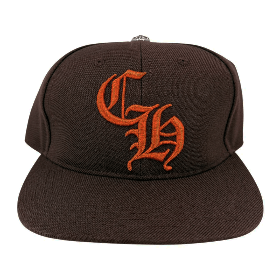 CHROME HEARTS EMBROIDERED CH LOGO BASEBALL HAT BROWN ORANGE