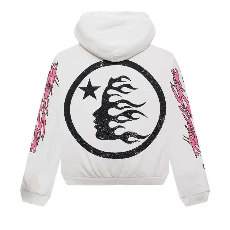 Hellstar Records Glitter Zip - Up White - Hoodie - Hellstar