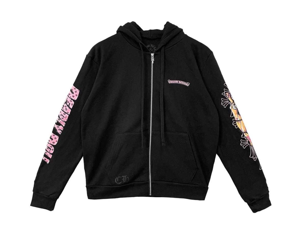 Chrome Hearts Deadly Doll Pink Cross Scroll Zip Up Hoodie - Hoodie - Chrome Hearts