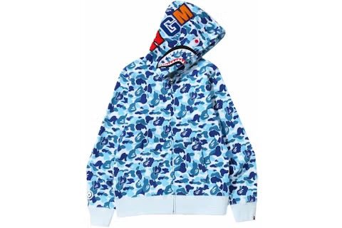BAPE ABC Camo Shark Full Zip Hoodie Blue - Hoodie - BAPE