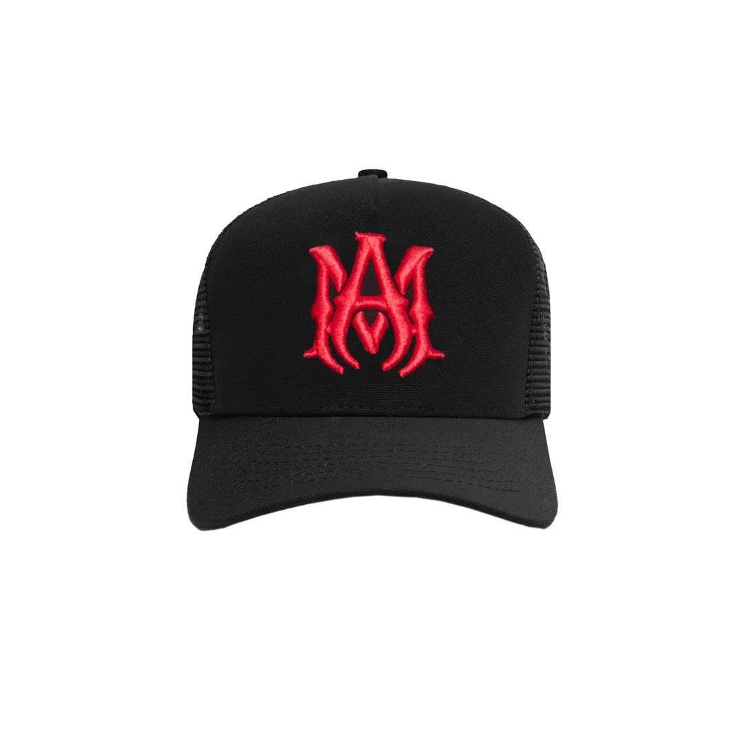 AMIRI Black & Red MA Logo Trucker Cap - Hat - Amiri