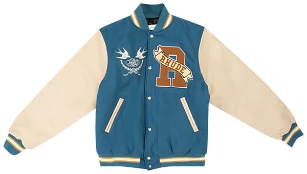Rhude Sparrow Varsity Jacket 'Slate/Creme'