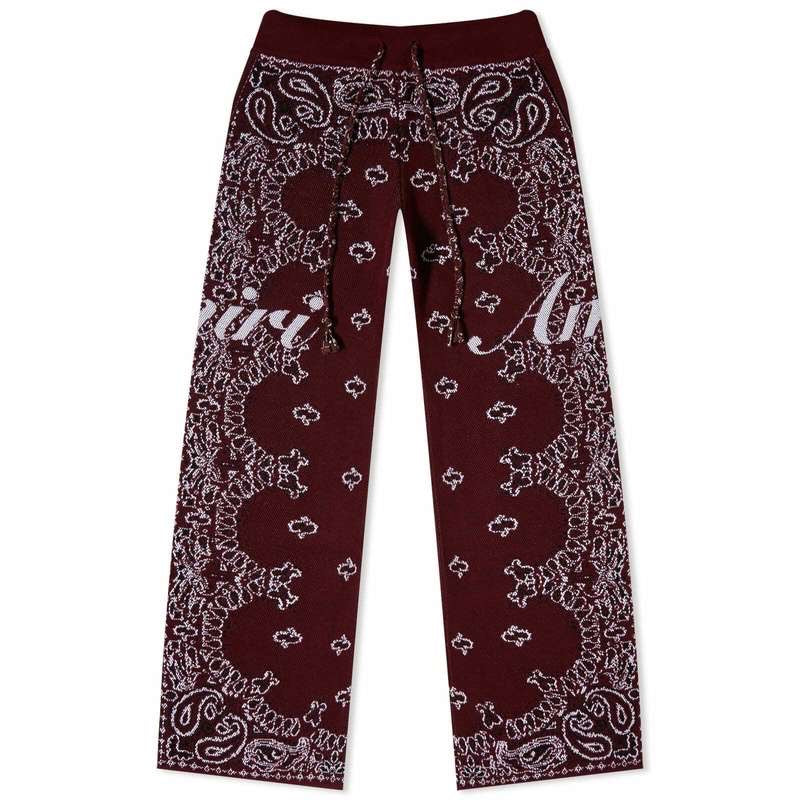 AMIRI Men's Bandana Knit Kick Flare Pant in Burgundy