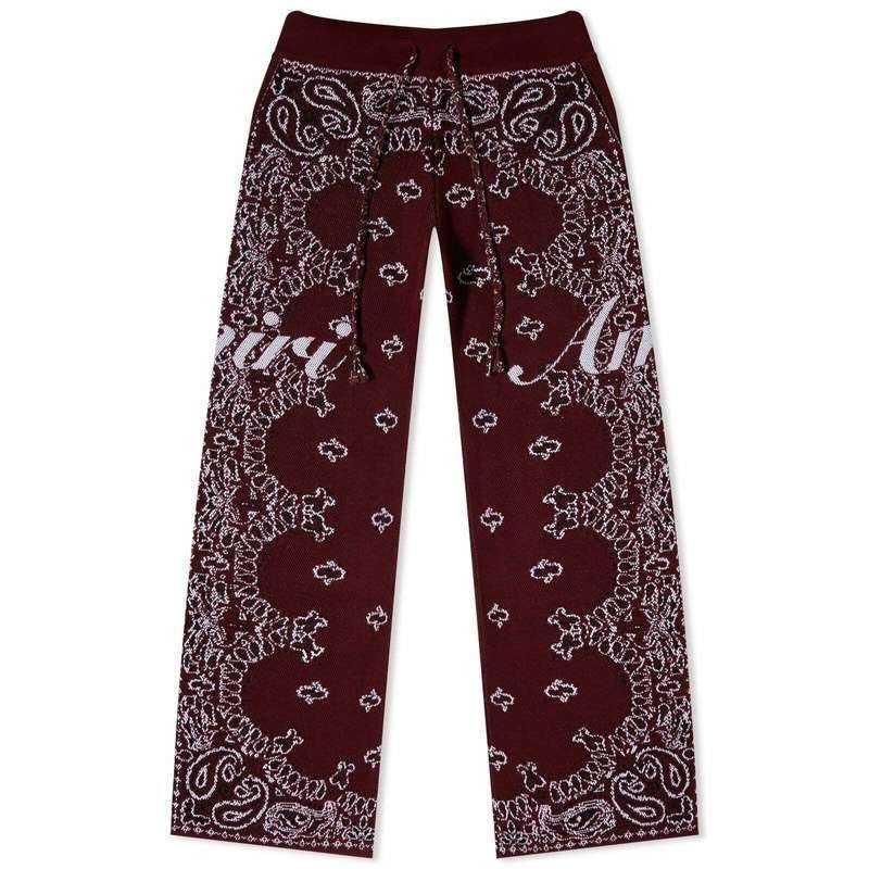 AMIRI Men's Bandana Knit Kick Flare Pant in Burgundy - Amiri