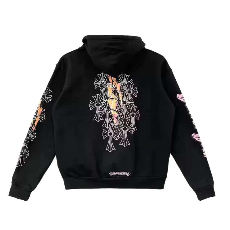 Chrome Hearts Deadly Doll Pink Cross Scroll Zip Up Hoodie