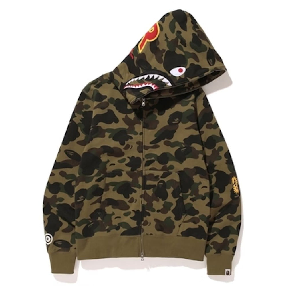 BAPE 1st Camo Shark Full Zip Hoodie Green - Hoodie - BAPE