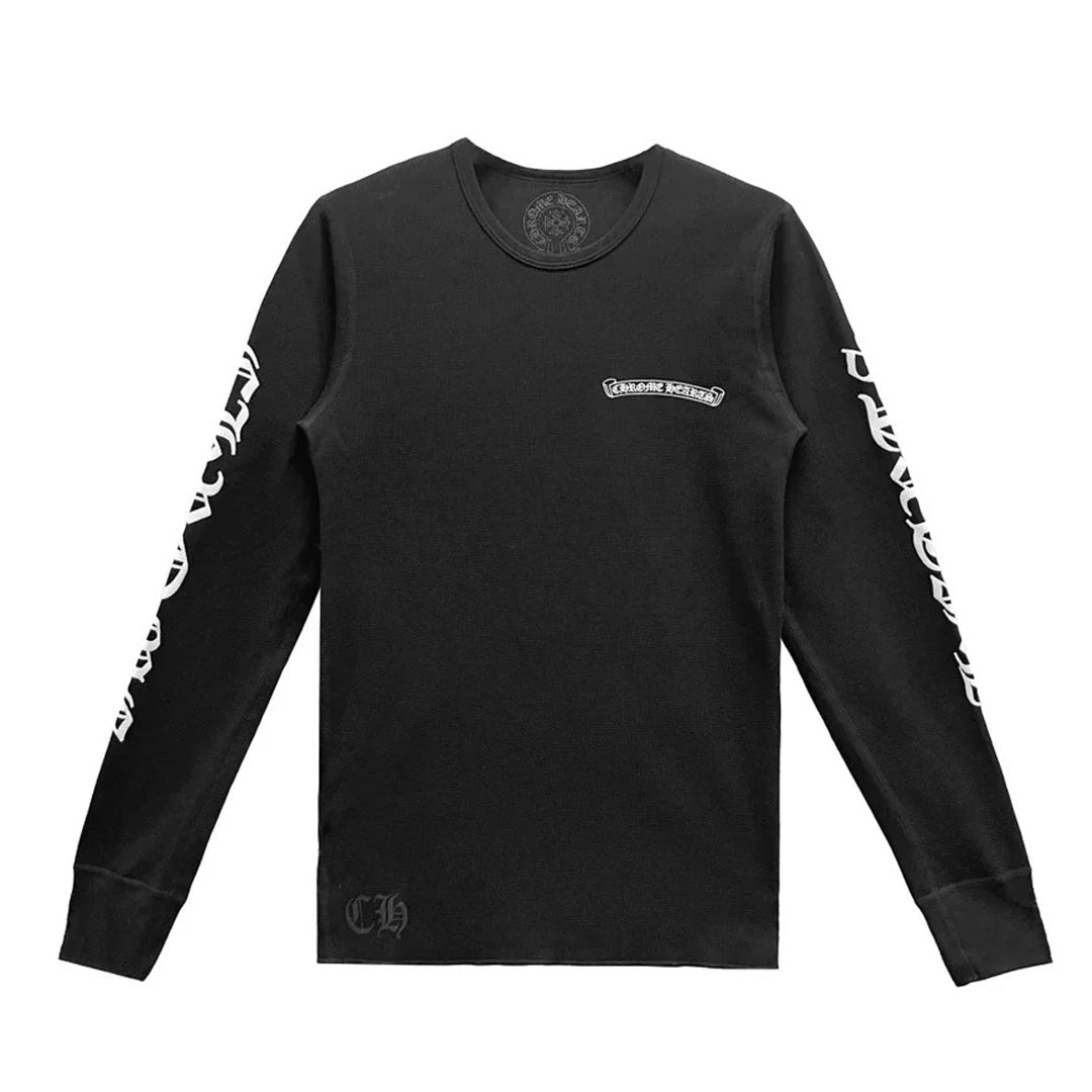 CHROME HEARTS SCROLL LOGO THERMAL LONG SLEEVE T-SHIRT BLACK