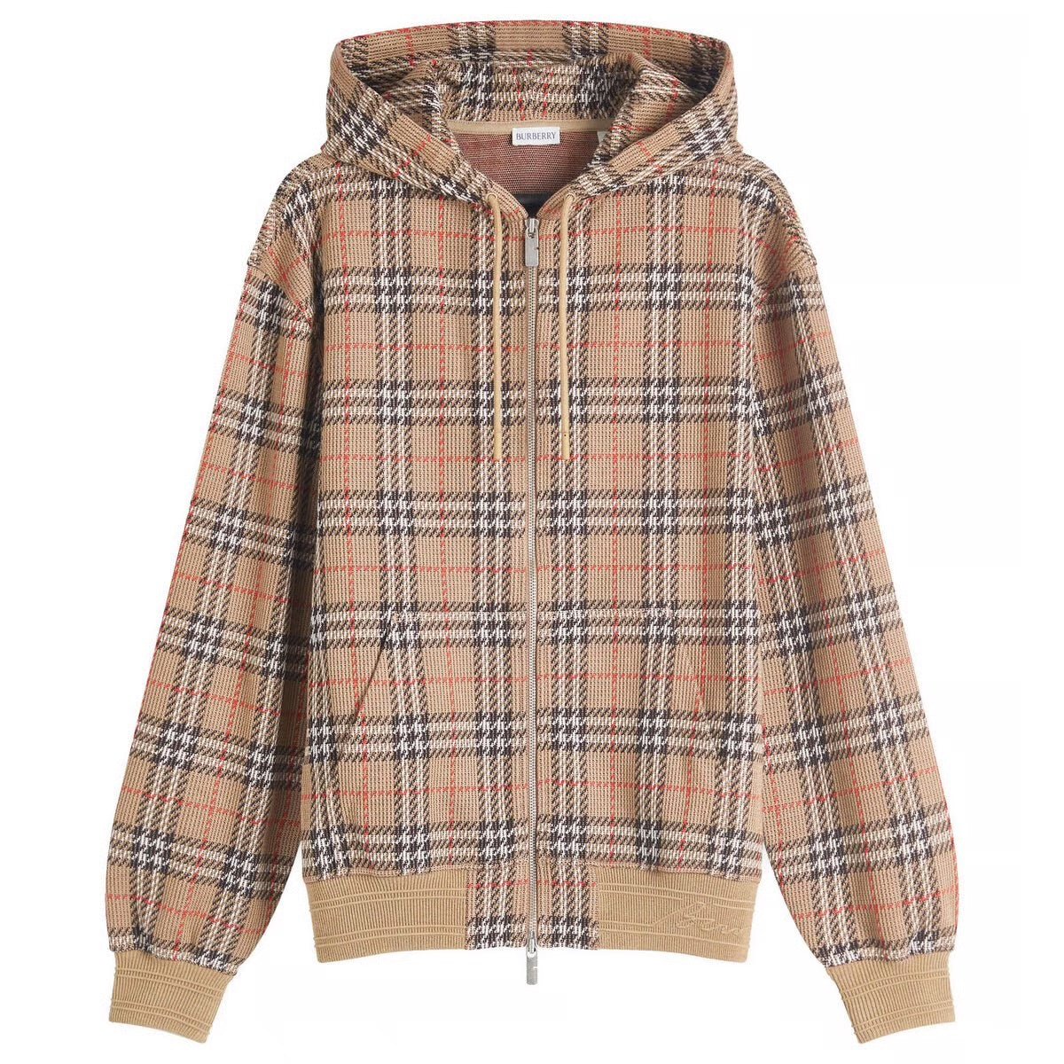BURBERRY CHECK ZIP HOODIE NUT - Hoodie - Burberry