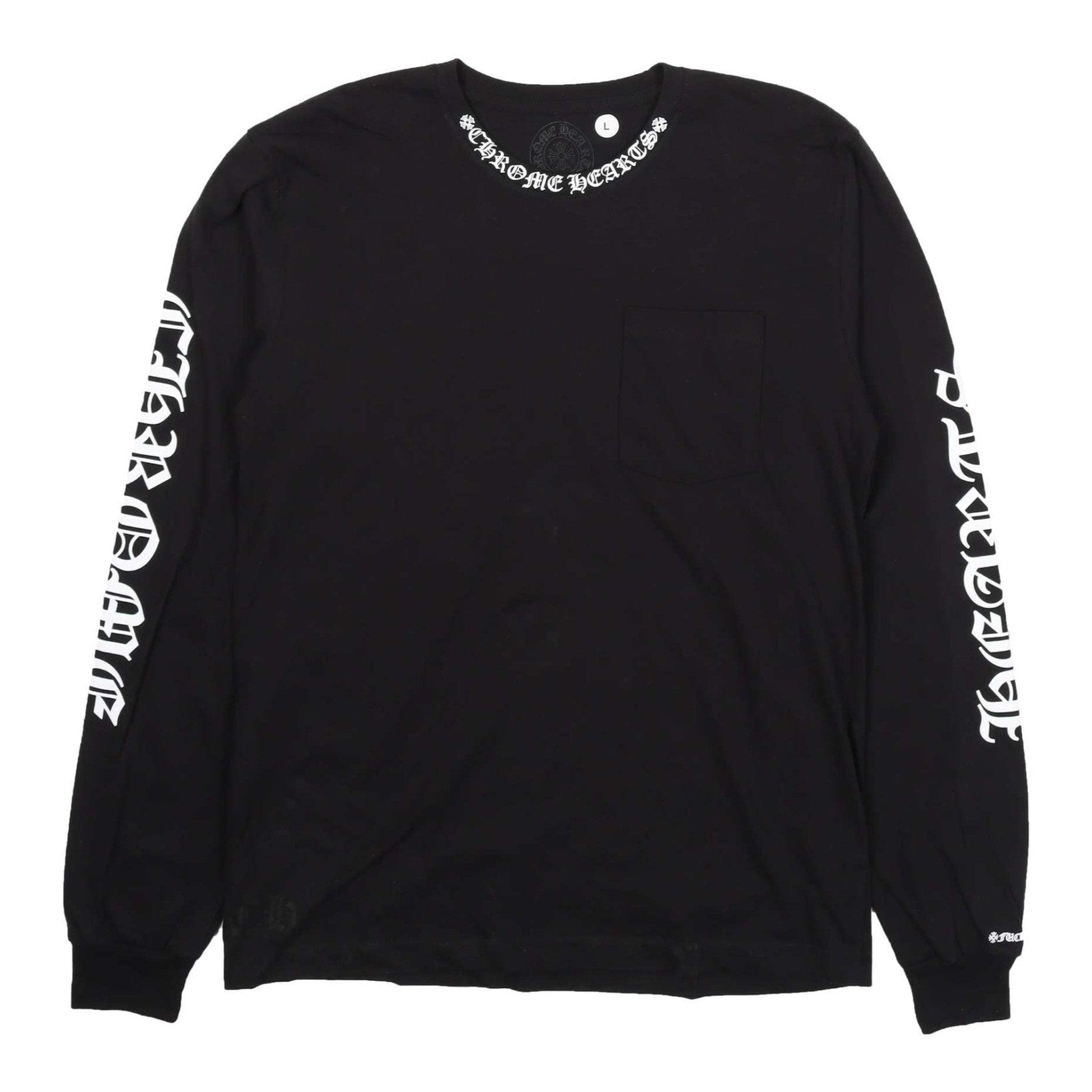 Chrome Hearts Script Collar Logo in White Long sleeve Tee - Longsleeves - Chrome Hearts
