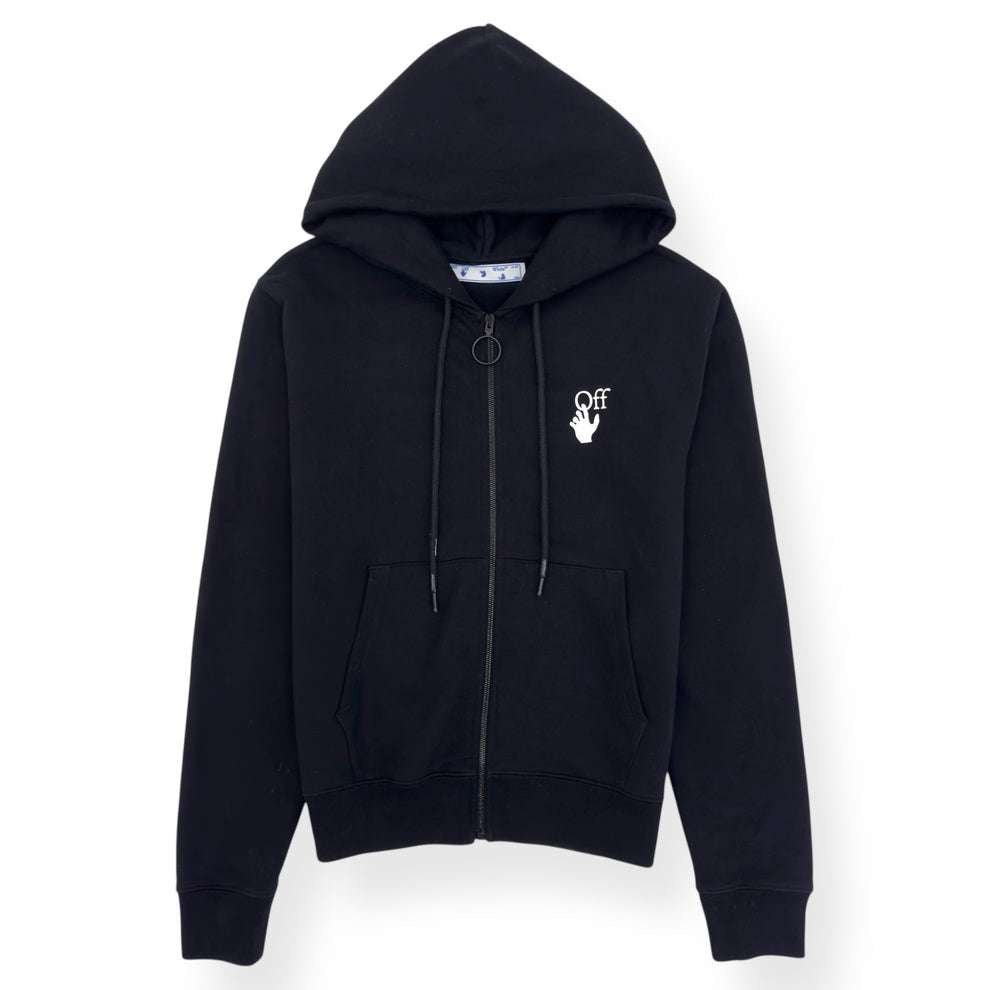 OFF - WHITE ZIP UP CUT HERE HOODIE BLACK / WHITE - OFF - WHITE
