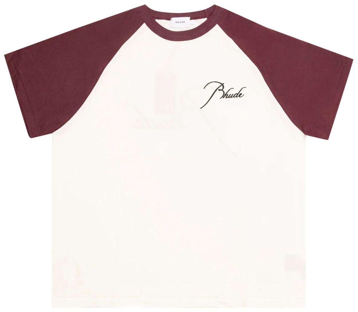 Rhude Logo - Embroidered Cotton T-Shirt 'Bordeaux/White' - Rhude