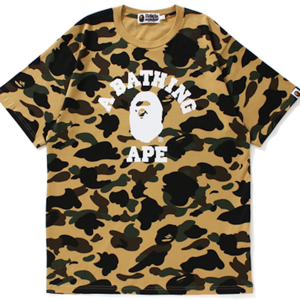 BAPE 1st Camo College Tee Yellow Camo - T-shirt - BAPE