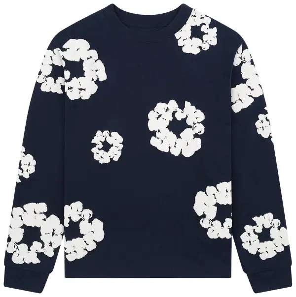 Denim Tears Long-Sleeve Wreath Tee 'Navy'