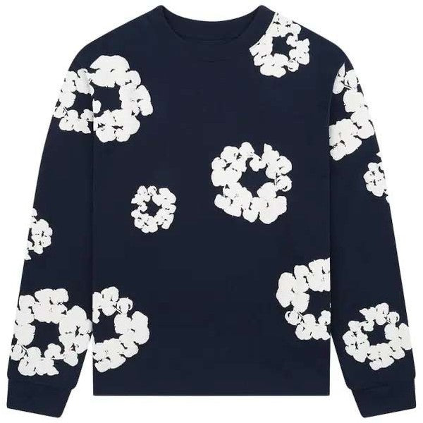 Denim Tears Long - Sleeve Wreath Tee 'Navy' - Sweatshirt - Denim Tears