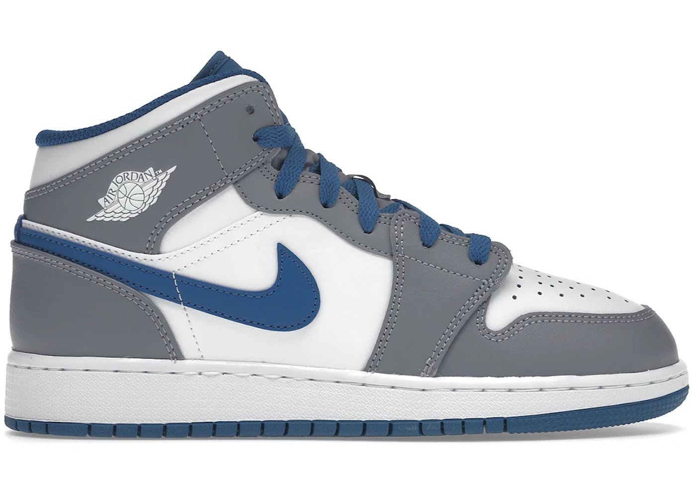 Jordan 1 Mid True Blue Cement (GS) - Air Jordan