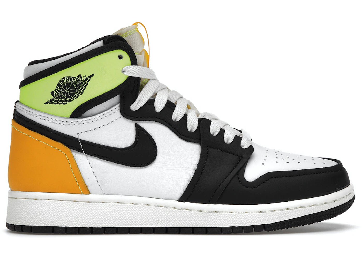 Jordan 1 Retro High White Black Volt University Gold (GS) - Air Jordan