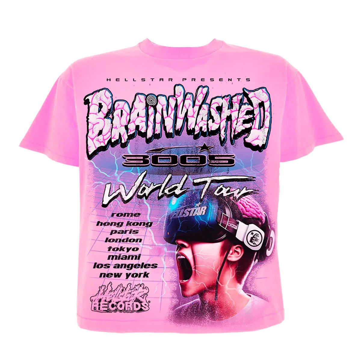 Hellstar Brainwashed World Tour T-Shirt Pink - T-shirt - Hellstar