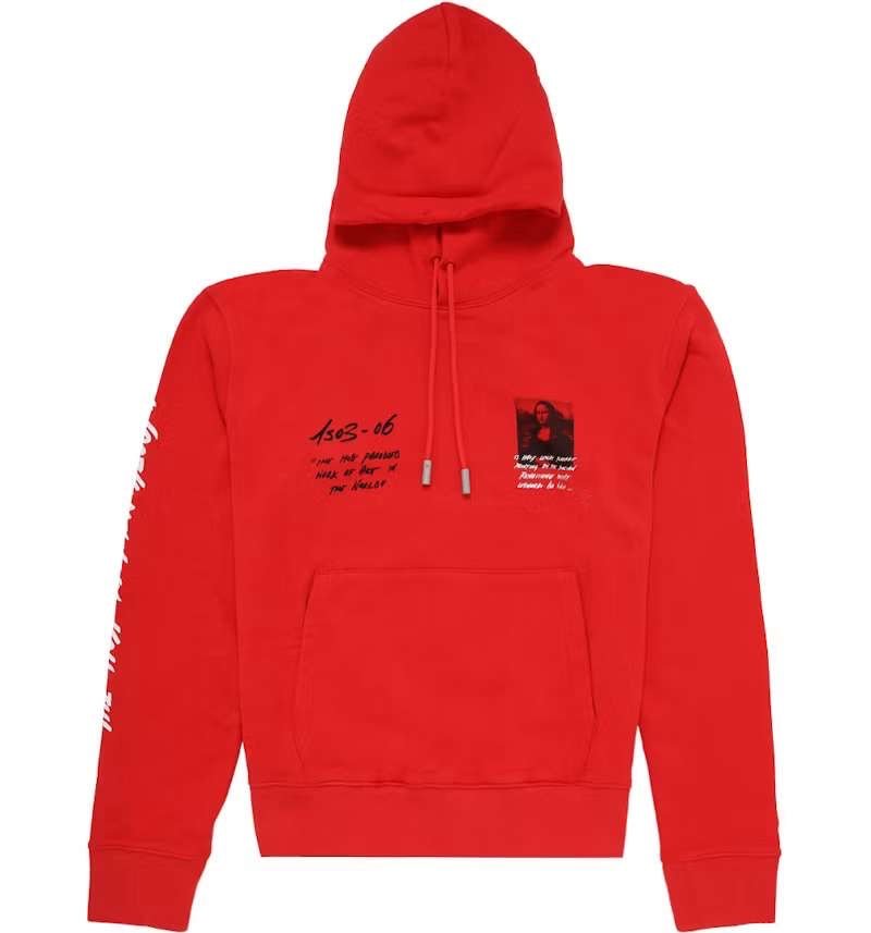 OFF - WHITE Monalisa Graphic Print Hoodie Red - Hoodie - OFF - WHITE