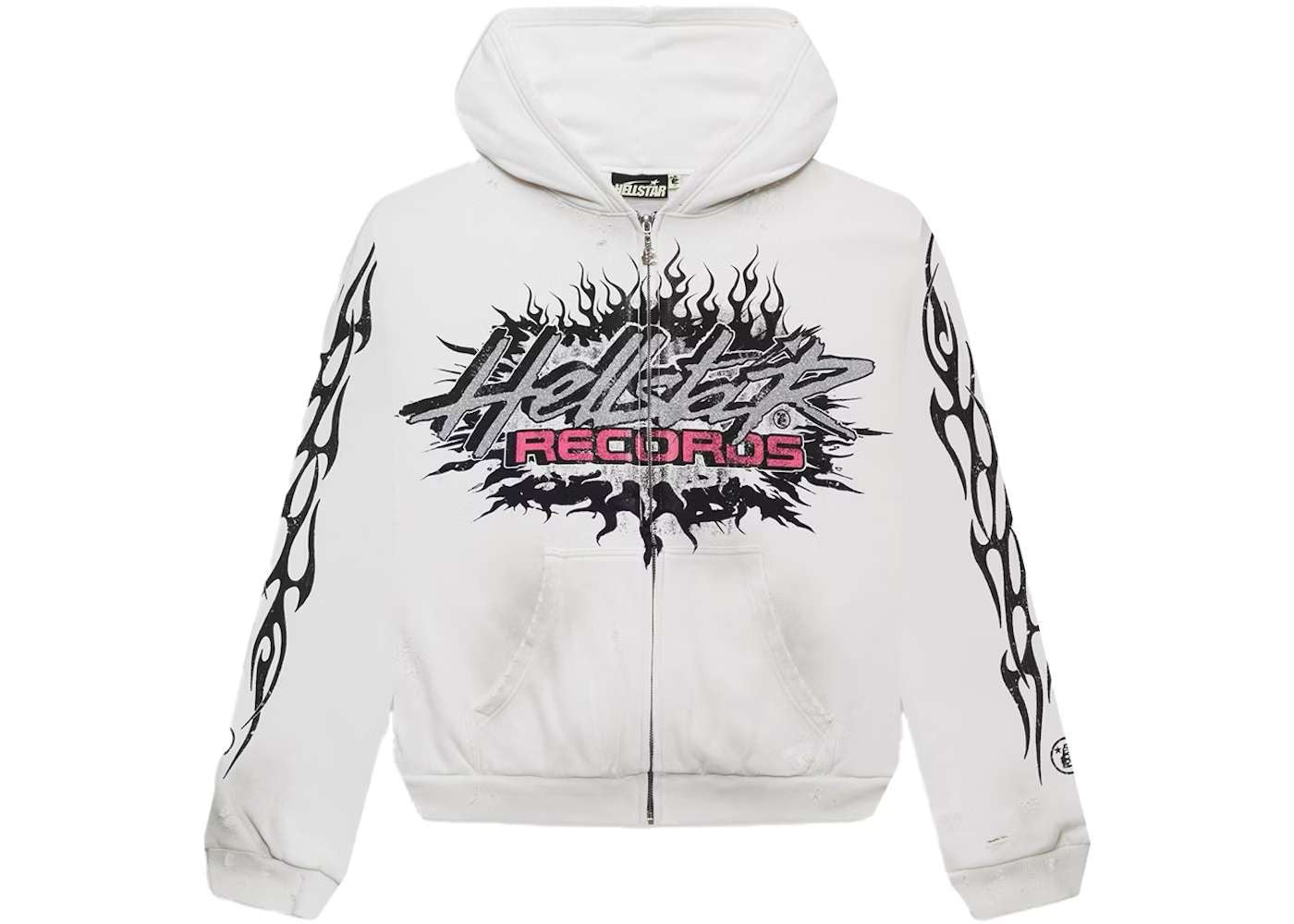 Hellstar Records Glitter Zip - Up White - Hoodie - Hellstar