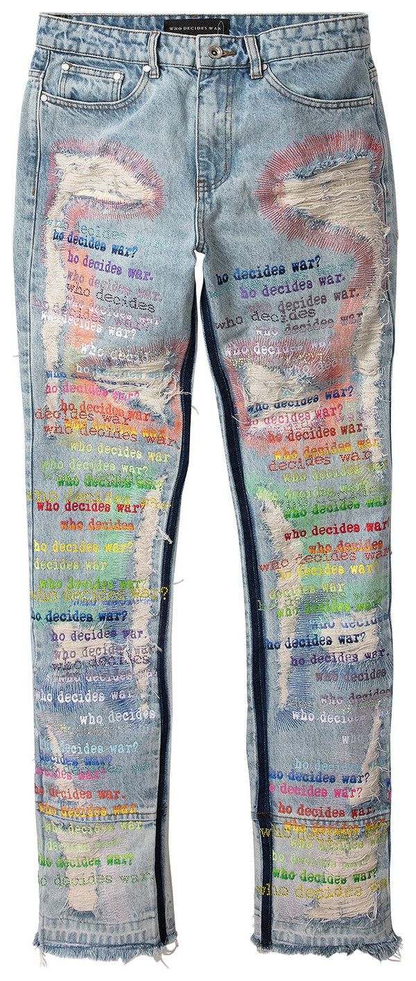 Who Decides War ROYGBIV Scripture Jeans 'Sky/Multicolor'