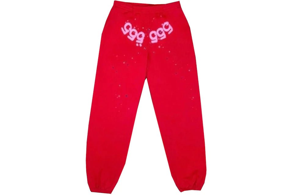 Sp5der Worldwide Red Angel Number 555 Sweatpants Red - Sweatpants - Sp5der