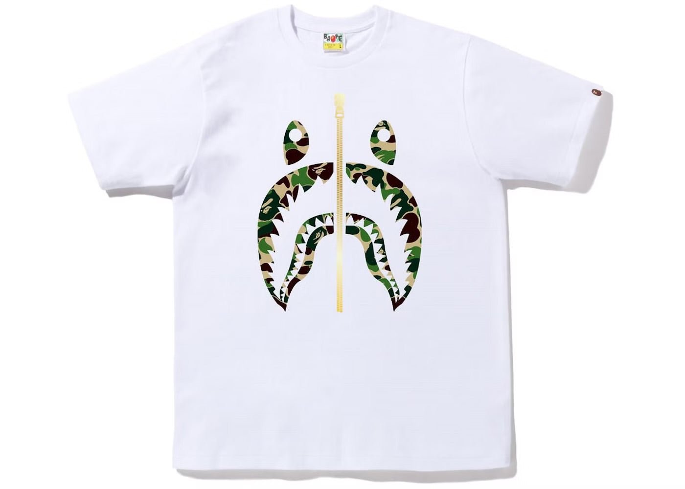 BAPE ABC Camo Gold Zip Shark Tee (SS23) White Green - T-shirt - BAPE