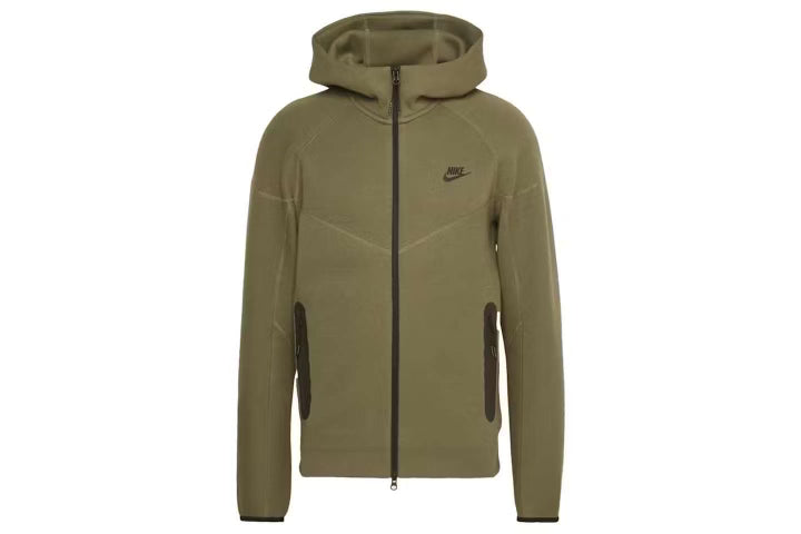 Nike Sportswear Tech Fleece Windrunner Full - Zip Hoodie Medium Olive/Black - Kulture Klash