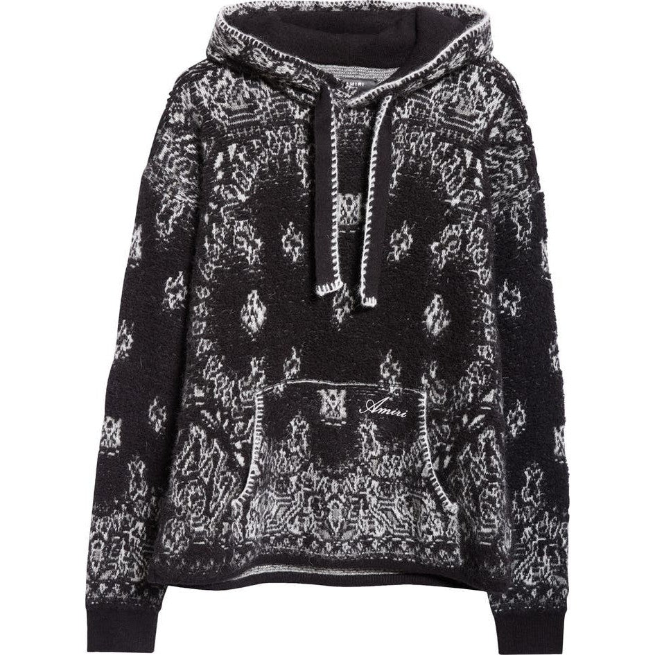 Bandana Jacquard Hooded Alpaca, Mohair & Wool Blend Sweater AMIRI - Amiri