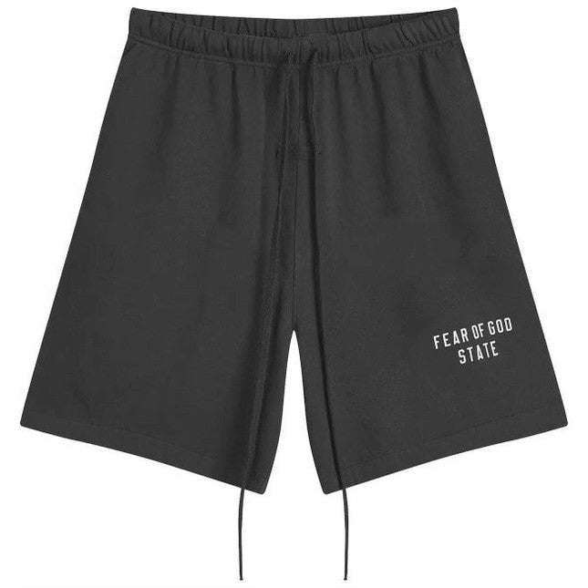 Fear of God Essentials Heavy Fleece Soccer Shorts Black - Fear of God Essentials