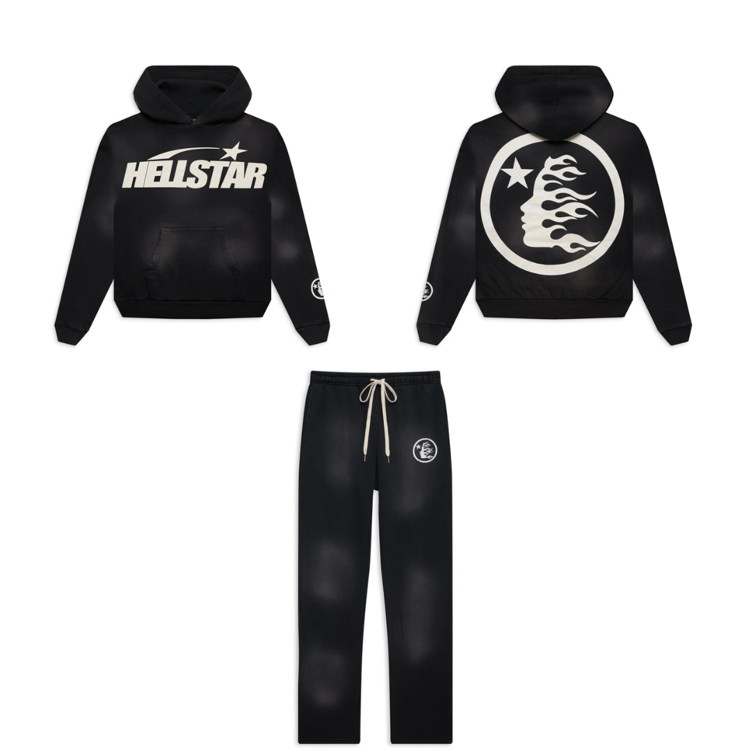 Hellstar Classic Logo White Black Tracksuit - Outfit Set - Hellstar