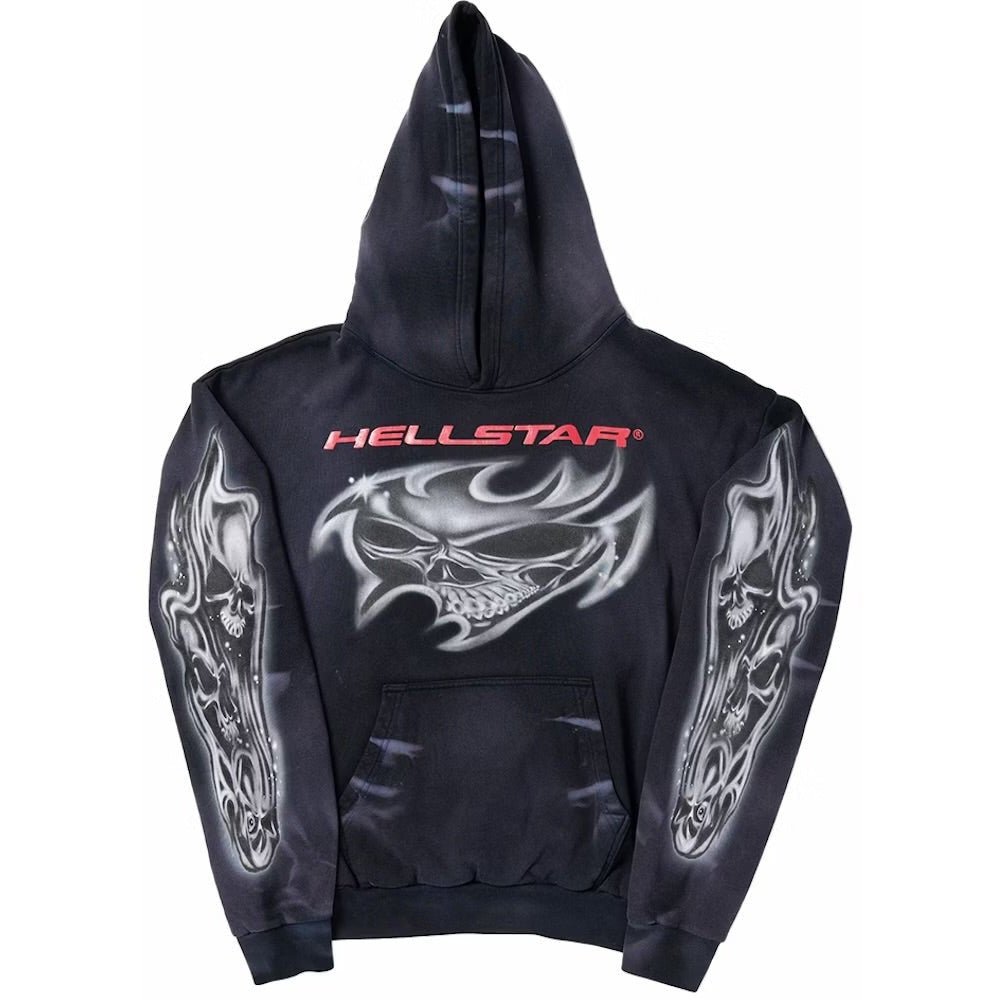 Hellstar Airbrushed Skull Hoodie Black - Hoodie - Hellstar
