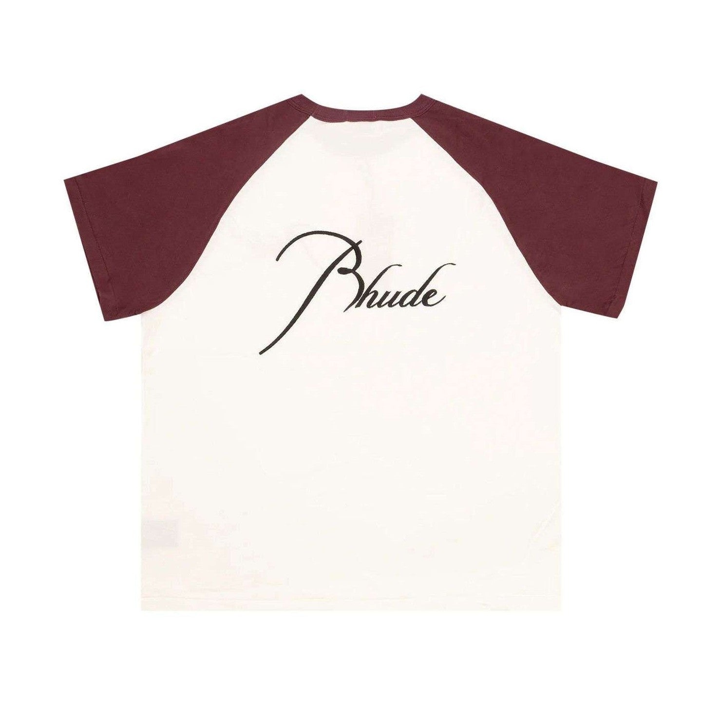 Rhude Logo - Embroidered Cotton T-Shirt 'Bordeaux/White' - Rhude