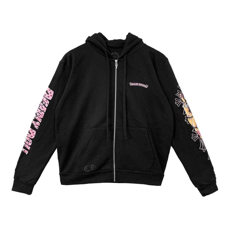 Chrome Hearts Deadly Doll Pink Cross Scroll Zip Up Hoodie - Hoodie - Chrome Hearts