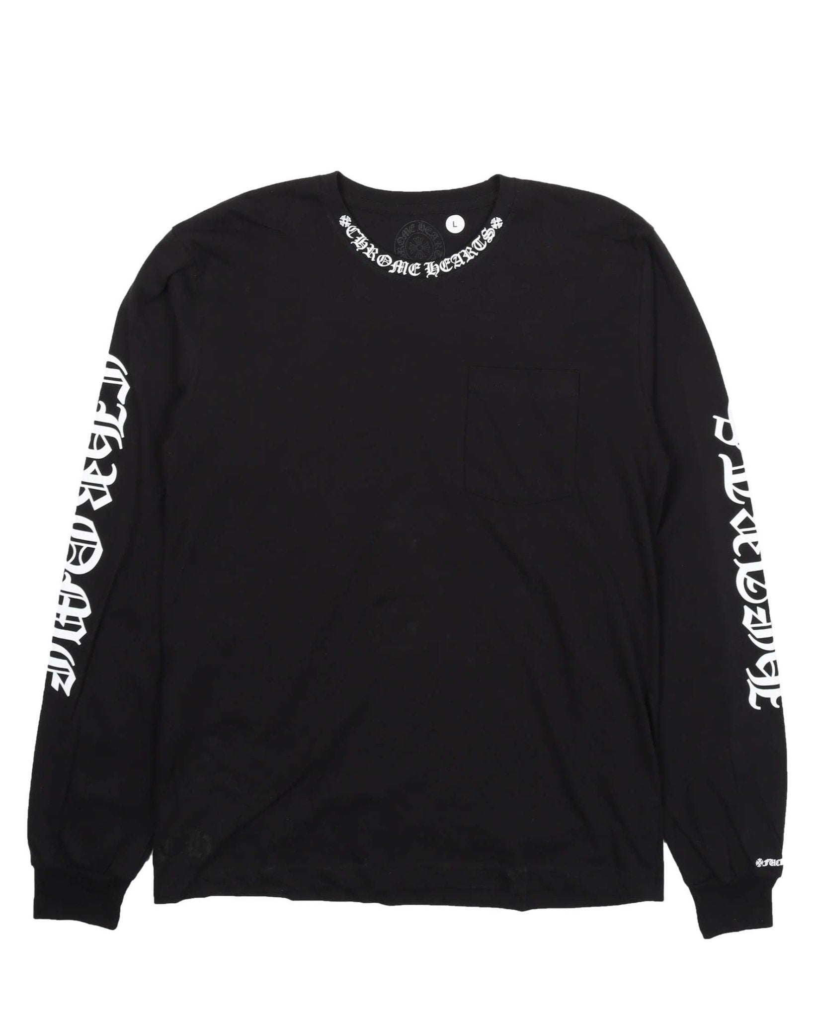 Chrome Hearts Script Collar Logo in White Long sleeve Tee - Longsleeves - Chrome Hearts