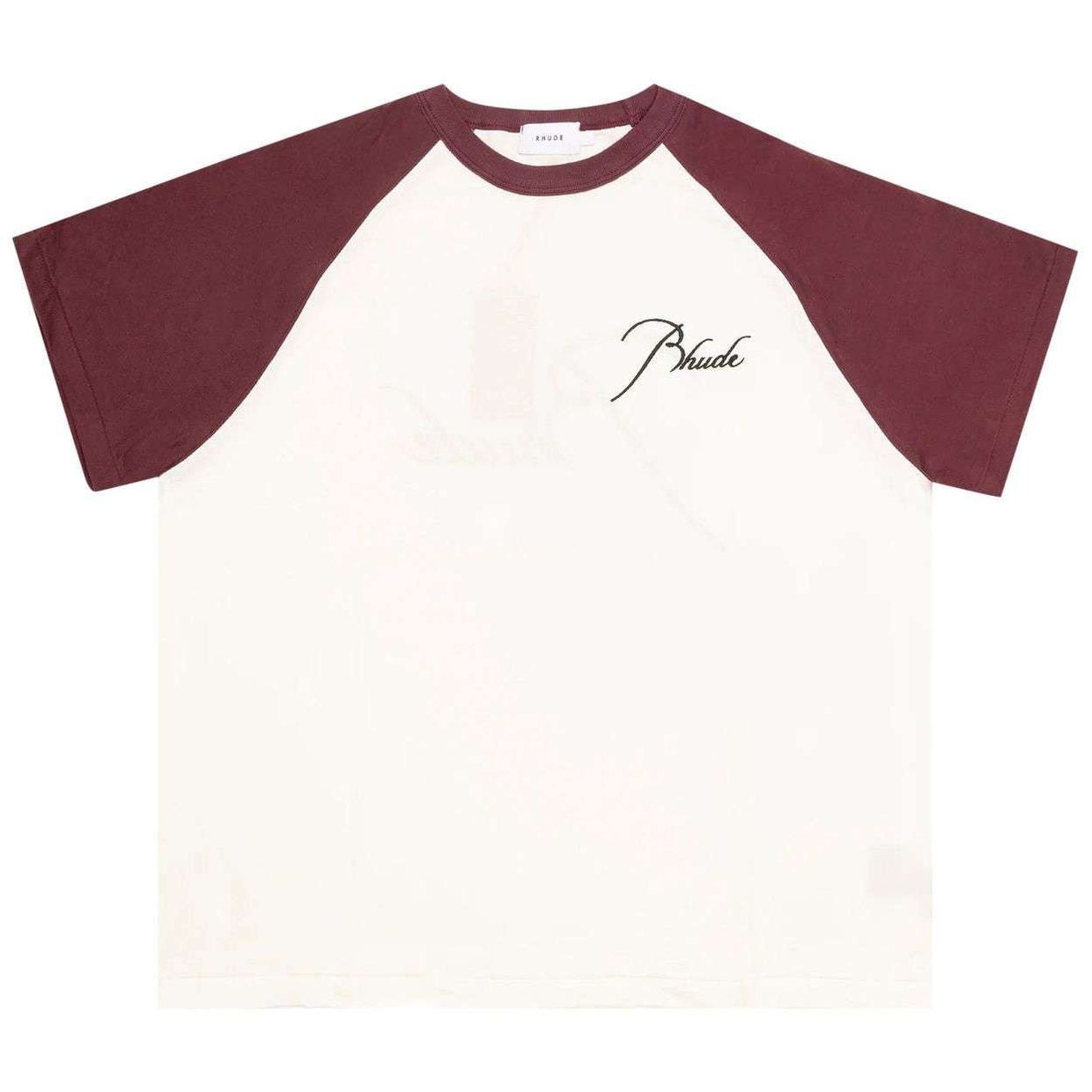 Rhude Logo - Embroidered Cotton T-Shirt 'Bordeaux/White' - Rhude