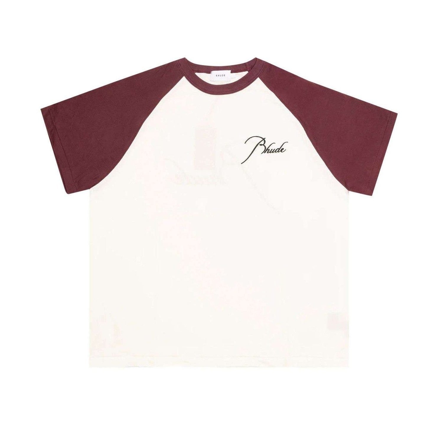 Rhude Logo - Embroidered Cotton T-Shirt 'Bordeaux/White' - Rhude
