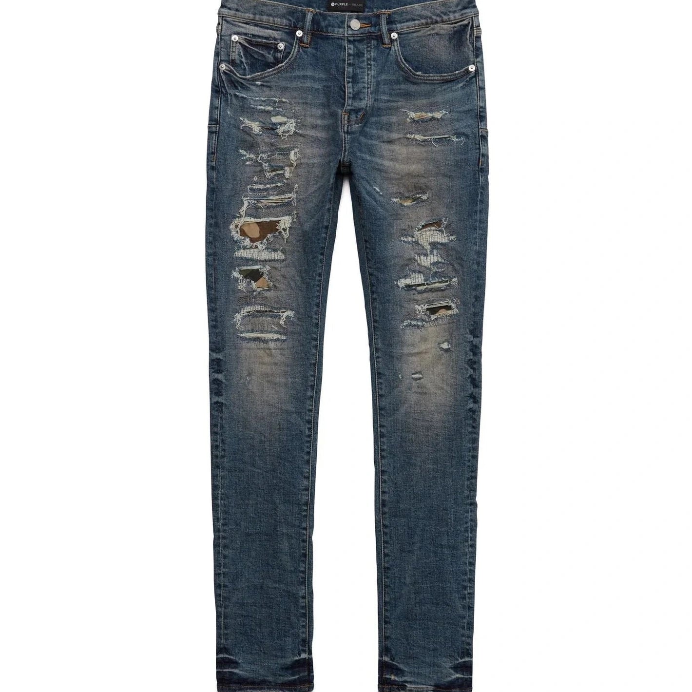 Purple Brand P001 Camo - Patch Distressed Slim - Leg Jeans In Blue - Kulture Klash