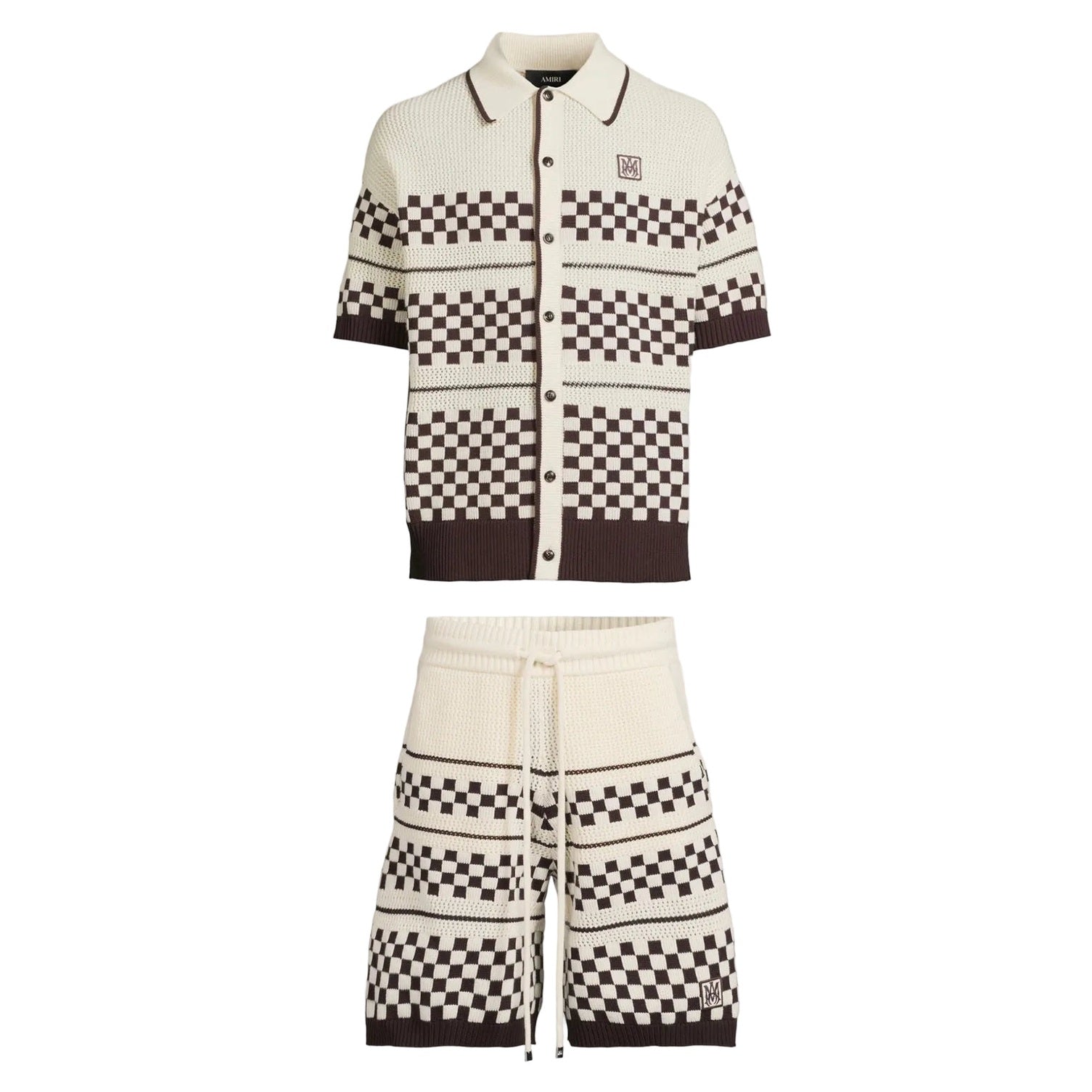 AMIRI Wool-Blend Checkered Mesh Outfit