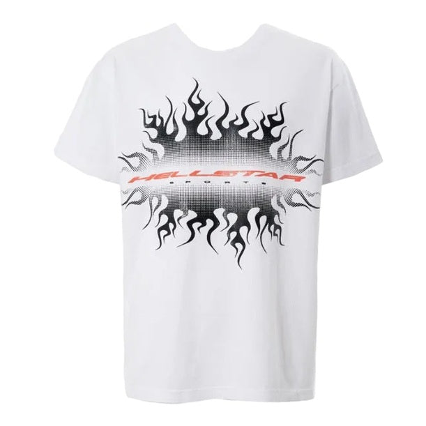 Hellstar Gradient Flame Sports Logo T-Shirt White