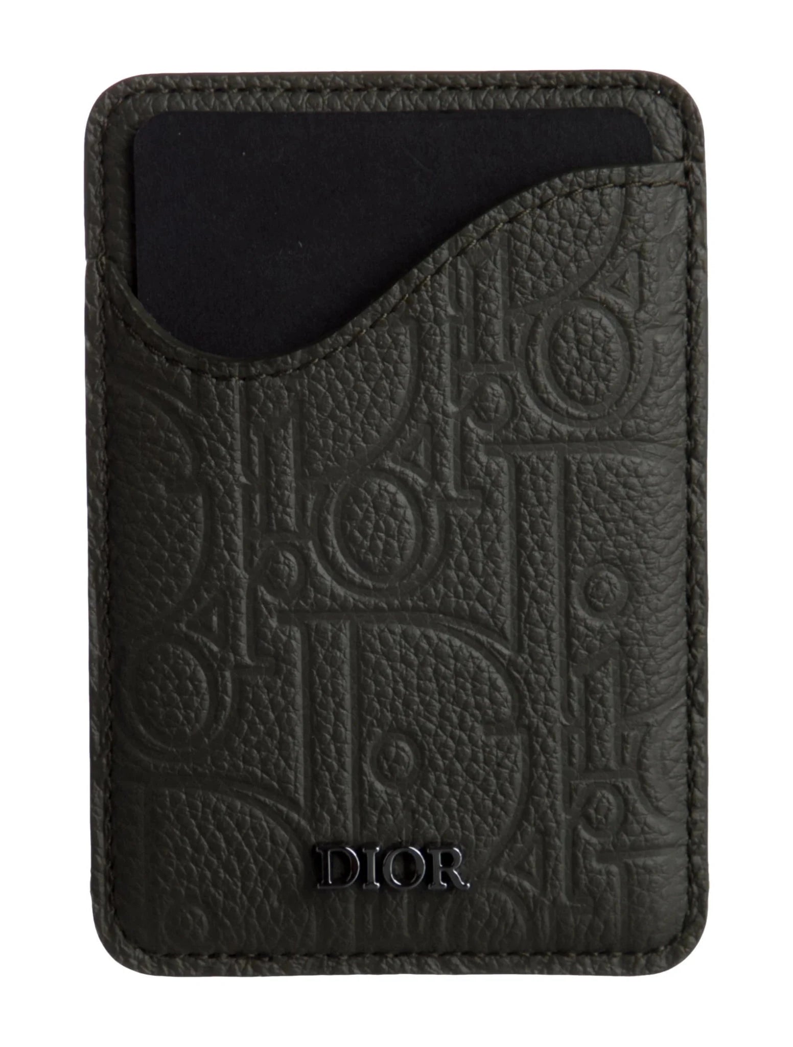 Dior Gravity Leather Saddle Magnetic Card Holder Green