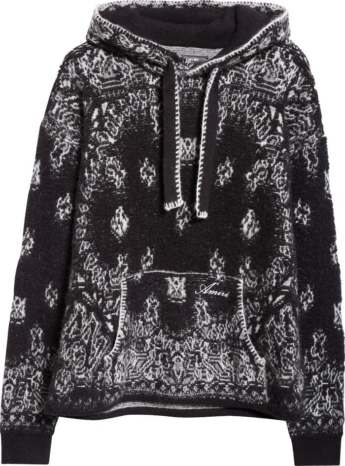 Bandana Jacquard Hooded Alpaca, Mohair & Wool Blend Sweater AMIRI - Amiri