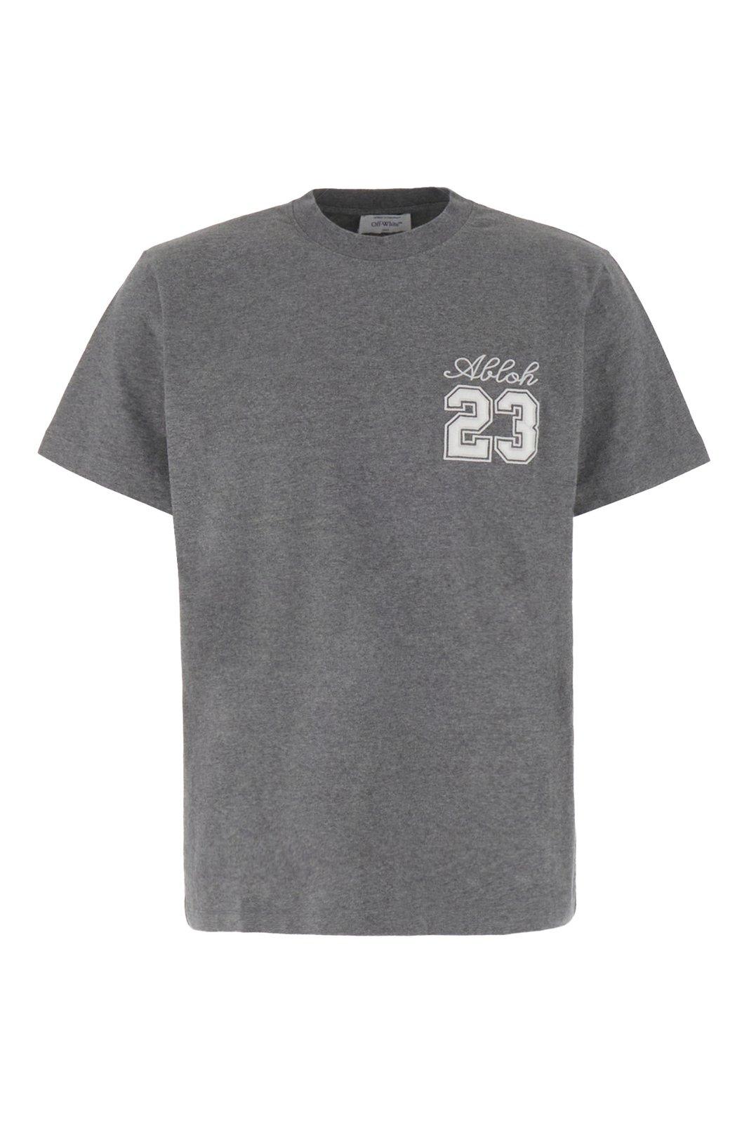 OFF - WHITE Slim Fit Crewneck T-shirt With Embroideries In Grey - OFF - WHITE