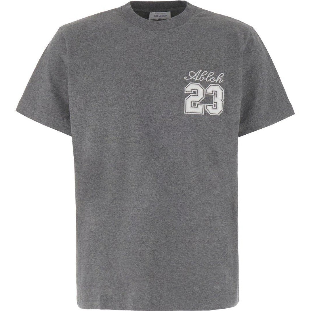 OFF - WHITE Slim Fit Crewneck T-shirt With Embroideries In Grey - OFF - WHITE